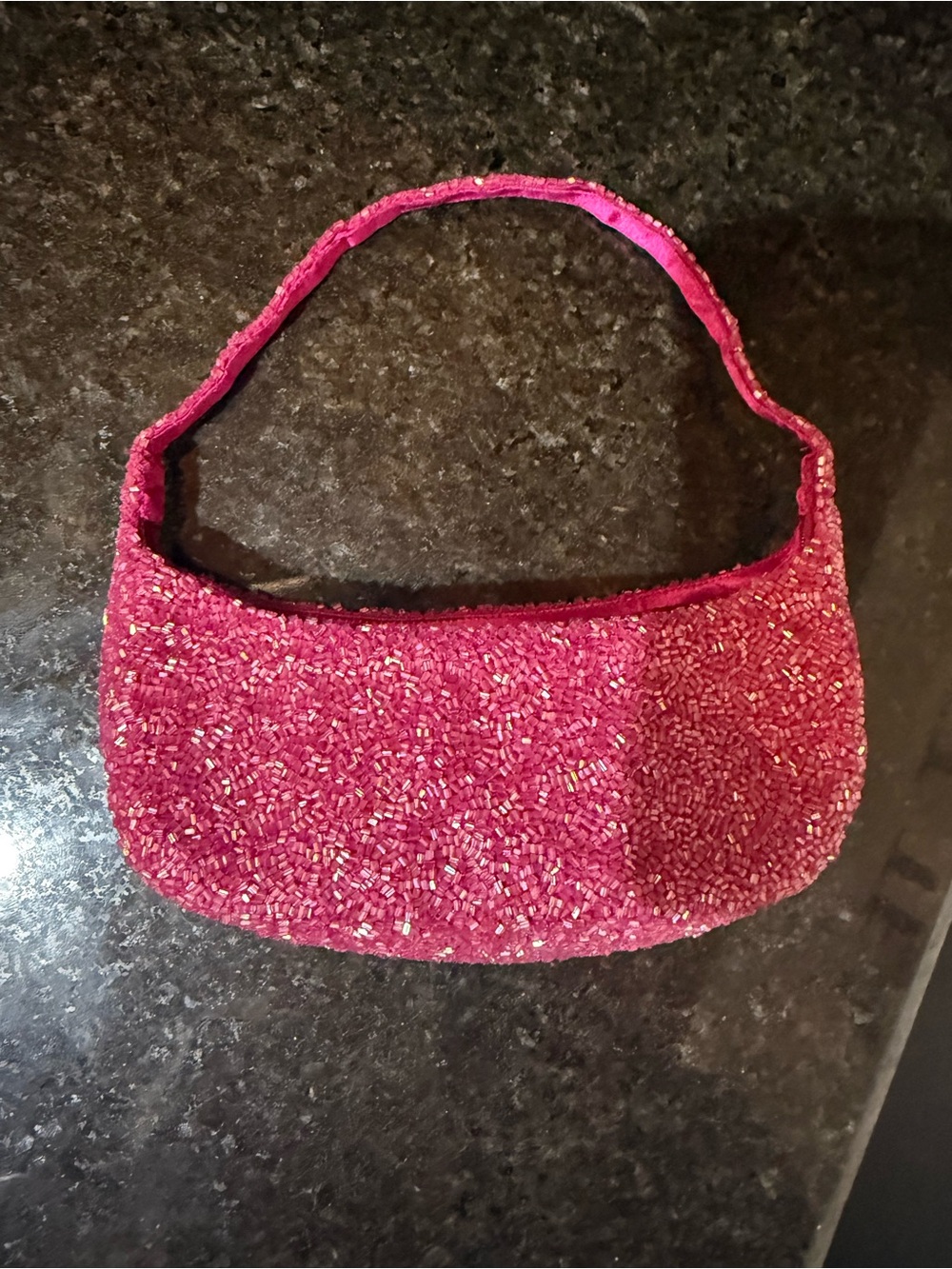 Ann Taylor Fuchsia Beaded Shoulder Clutch